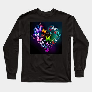 Heart of Colorful Butterflies Long Sleeve T-Shirt